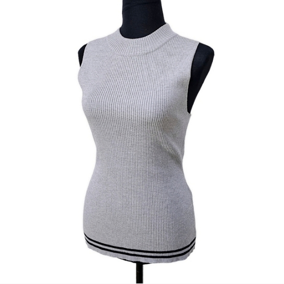 Rag & Bone Alanna Merino Wool Blend Ribbed Knit Sleeveless Sweater Gray Medium - Picture 2 of 11